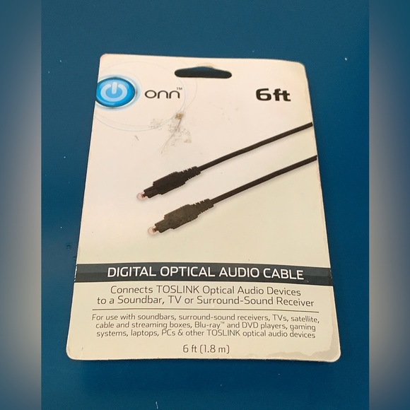 Onn 6 Foot Digital Optical Audio Cable TOSLINK Compatible - Picture 2 of 4